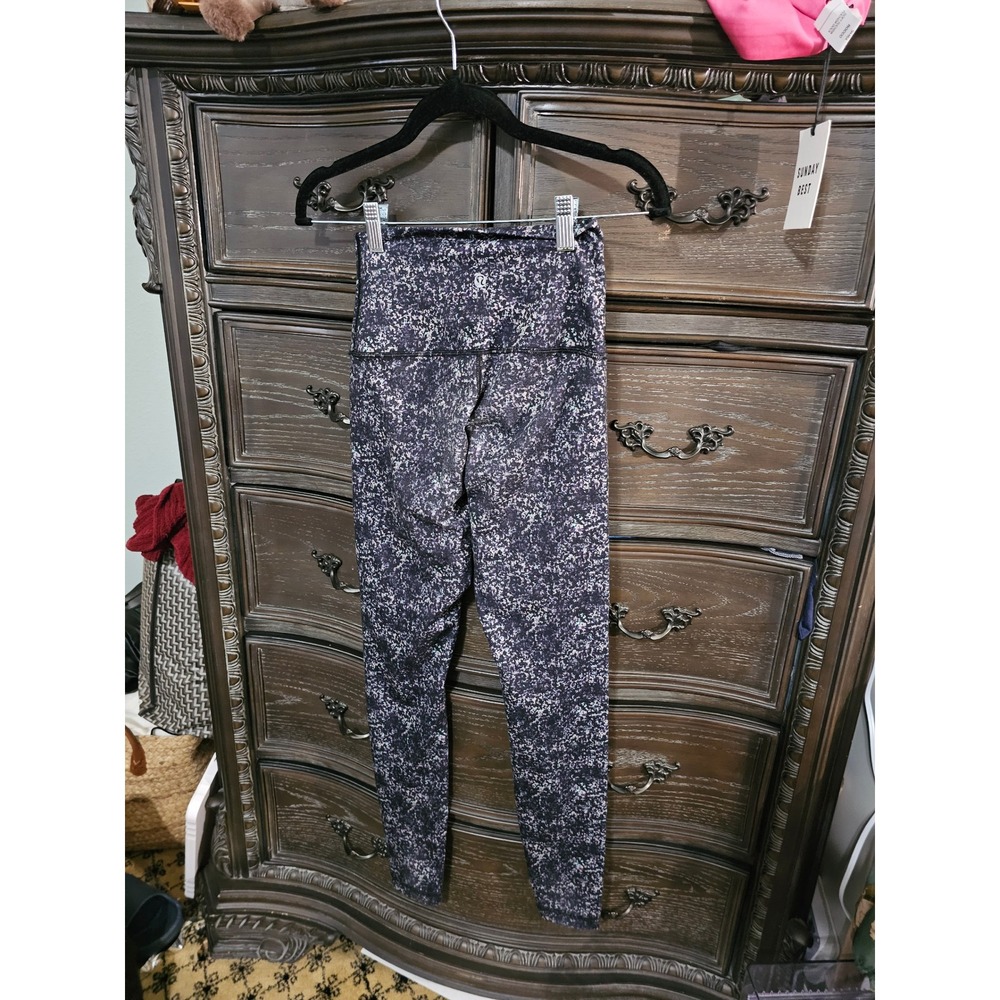 Lululemon Purple Black Speckled Foldover High Rise Leggings Size 4